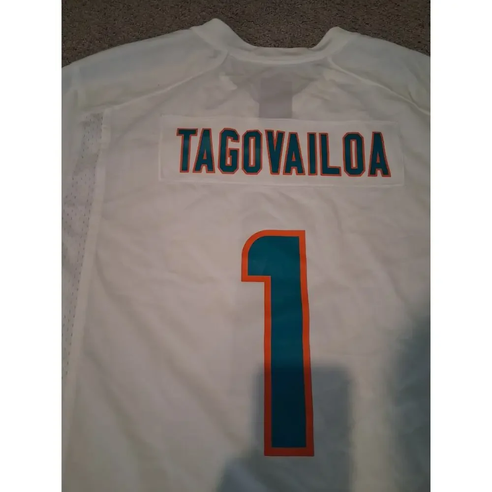 Nike Tua Tagovailoa Miami Dolphins White Vapor FUSE Jersey Men's Size XXL 2XL